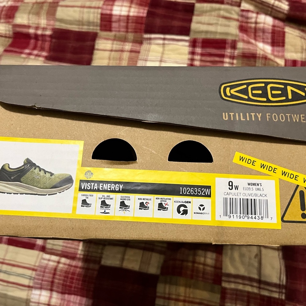 Keen Vista Energy Safety Toe Shoe - Women’s 9 Wide - Olive/Black NIB - Picture 9 of 10